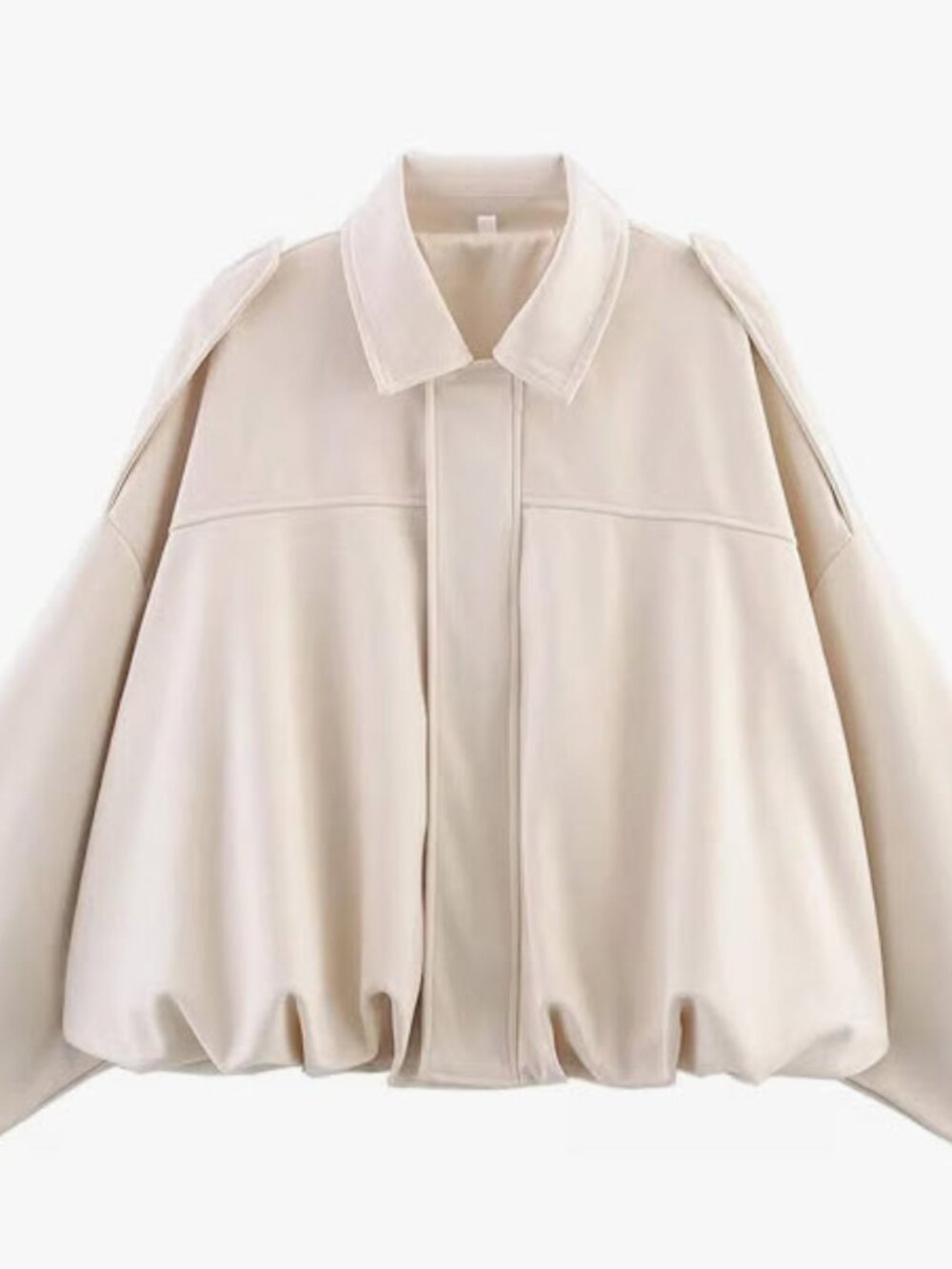 Faux Suede Women's Cream Bomber Jacket with Zip Closure NWOT Medium